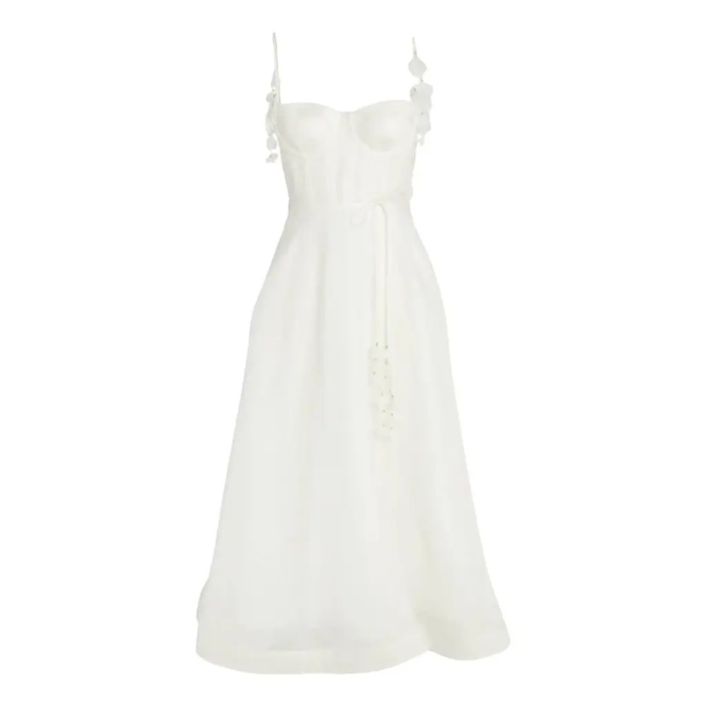 Zimmermann Wonderland Corset White Midi-Dress Size 2 (US 8)